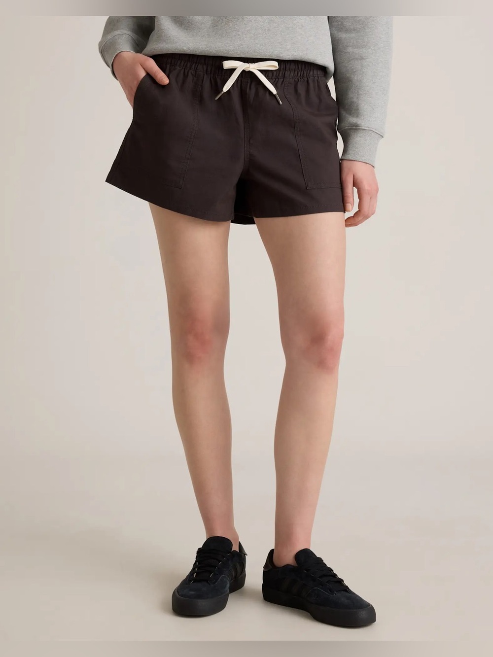 Womens Quince Organic Stretch Ripstop Shorts in Color Steel
